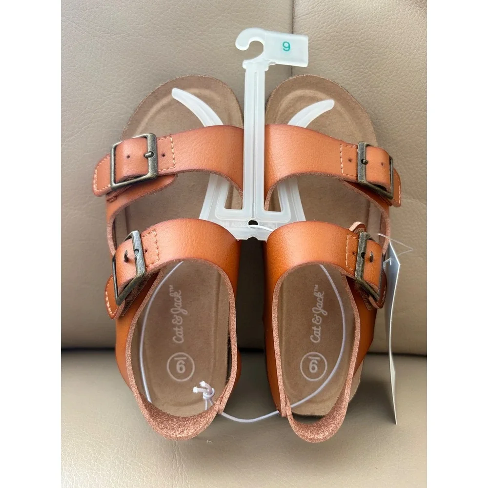 Cat & Jack Unisex Reagan Toddler Double Strap Buckle Sandals Brown Size 9